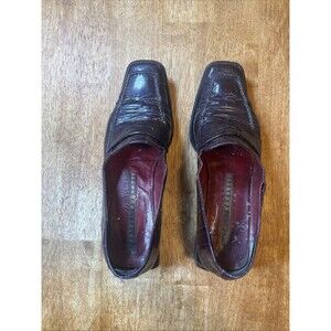 Vintage Fratelli Rossetti Shoes Loafer Croc Print Brown Leather Women’s Size 6